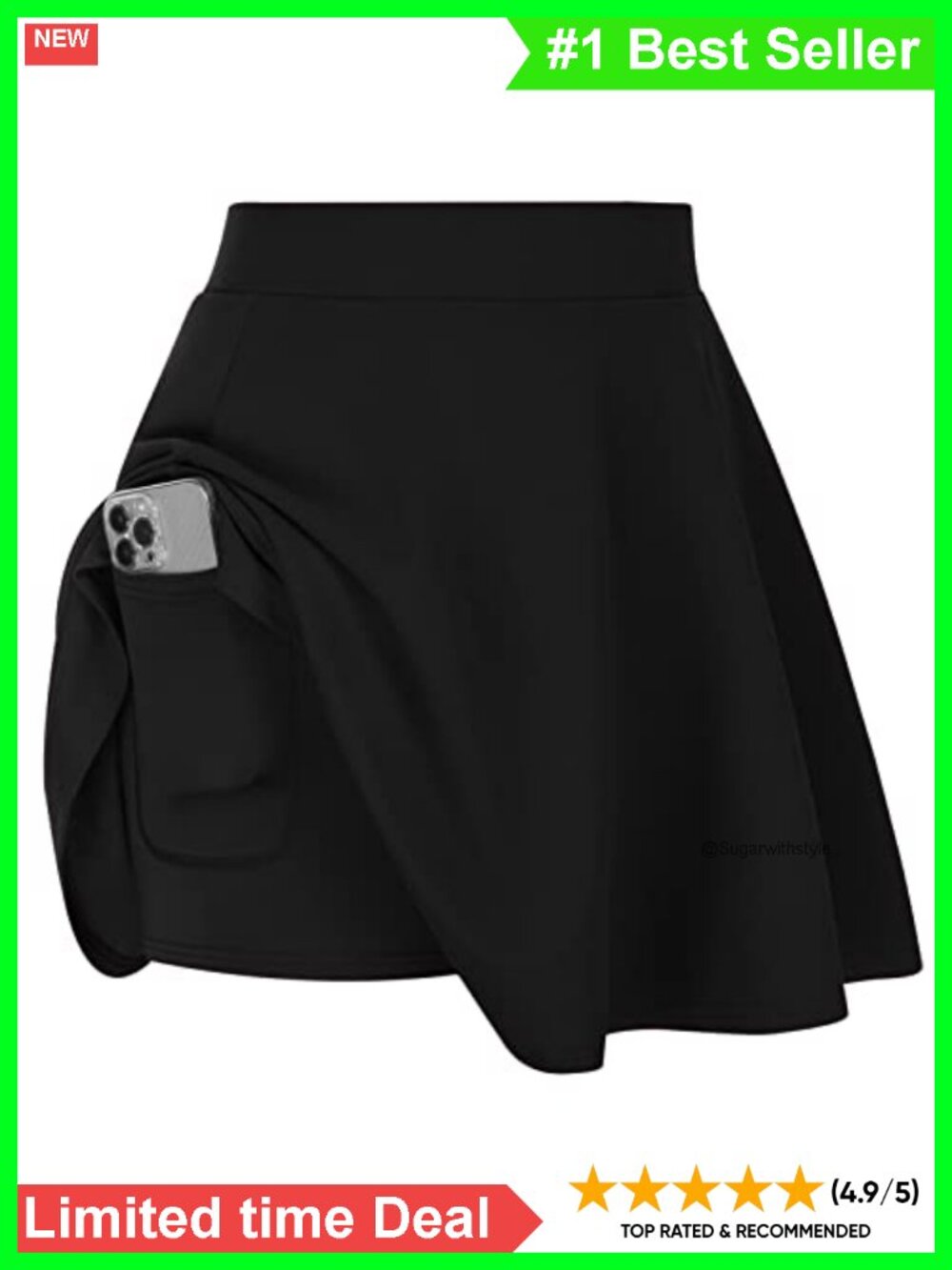 Plus Size Skater Skirt High Waist Flared Skorts with Built-In Shorts